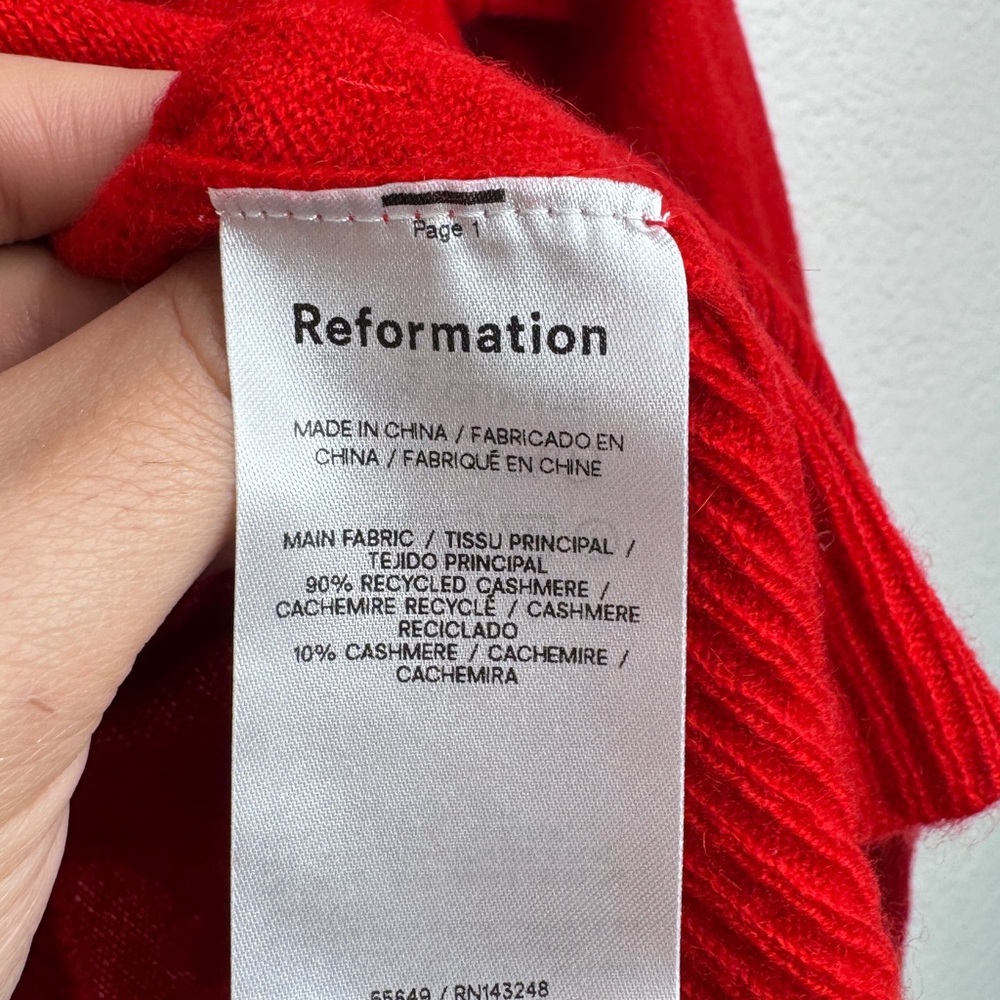 NWT Reformation Dana Cashmere Crew Cherry Red Sweater - Picture 6 of 11